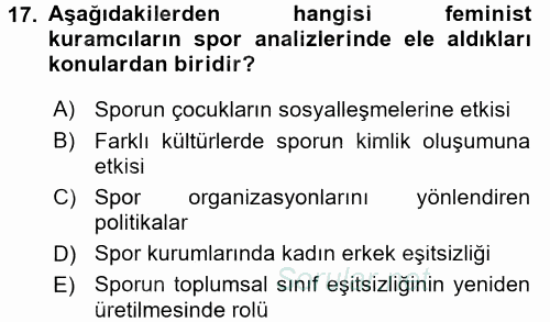 Spor Bilimlerine Giriş 2016 - 2017 Ara Sınavı 17.Soru