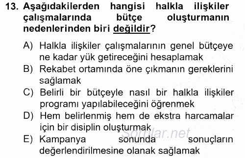 Halkla İlişkiler 2013 - 2014 Ara Sınavı 13.Soru