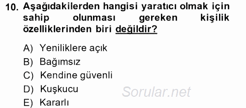 Yönetici Asistanlığı 2013 - 2014 Ara Sınavı 10.Soru