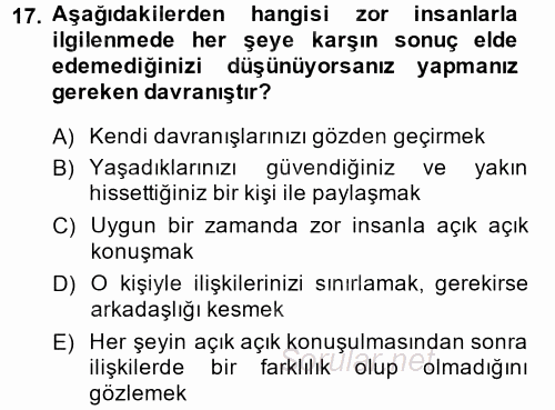 Yönetici Asistanlığı 2013 - 2014 Ara Sınavı 17.Soru