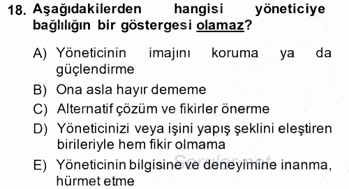 Yönetici Asistanlığı 2013 - 2014 Ara Sınavı 18.Soru