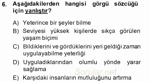Yönetici Asistanlığı 2013 - 2014 Ara Sınavı 6.Soru