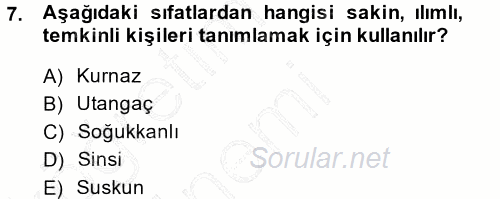 Yönetici Asistanlığı 2013 - 2014 Ara Sınavı 7.Soru