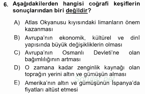 Atatürk İlkeleri Ve İnkılap Tarihi 1 2015 - 2016 Tek Ders Sınavı 6.Soru