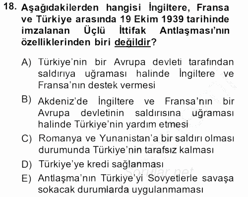 Türkiye Cumhuriyeti İktisat Tarihi 2013 - 2014 Ara Sınavı 18.Soru