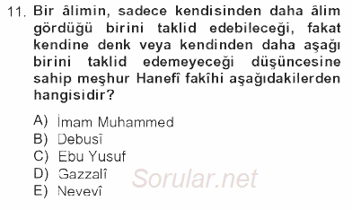 İslam Hukukuna Giriş 2012 - 2013 Tek Ders Sınavı 11.Soru