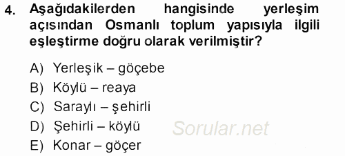 Osmanlı İktisat Tarihi 2013 - 2014 Ara Sınavı 4.Soru