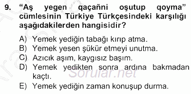 Çağdaş Türk Yazı Dilleri 2 2012 - 2013 Ara Sınavı 9.Soru