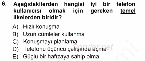 Yönetici Asistanlığı 2012 - 2013 Dönem Sonu Sınavı 6.Soru