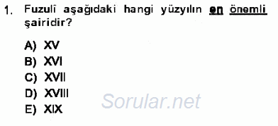 XVI-XIX. Yüzyıllar Türk Dili 2013 - 2014 Ara Sınavı 1.Soru