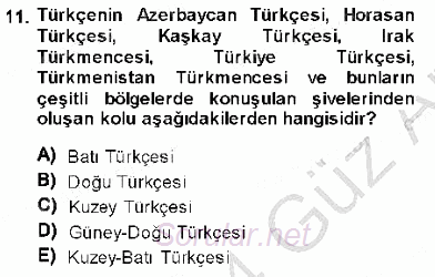 XVI-XIX. Yüzyıllar Türk Dili 2013 - 2014 Ara Sınavı 11.Soru
