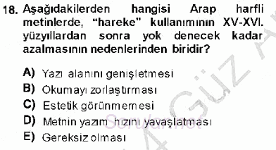 XVI-XIX. Yüzyıllar Türk Dili 2013 - 2014 Ara Sınavı 18.Soru