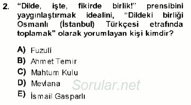 XVI-XIX. Yüzyıllar Türk Dili 2013 - 2014 Ara Sınavı 2.Soru