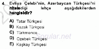 XVI-XIX. Yüzyıllar Türk Dili 2013 - 2014 Ara Sınavı 4.Soru