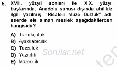 XVI-XIX. Yüzyıllar Türk Dili 2013 - 2014 Ara Sınavı 5.Soru