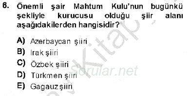 XVI-XIX. Yüzyıllar Türk Dili 2013 - 2014 Ara Sınavı 6.Soru