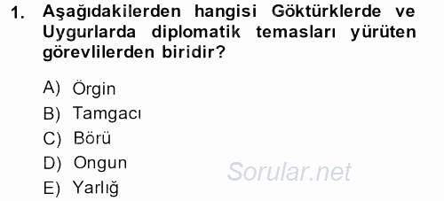 Osmanlı Diplomasisi 2014 - 2015 Dönem Sonu Sınavı 1.Soru
