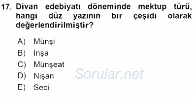 Cumhuriyet Dönemi Türk Nesri 2015 - 2016 Dönem Sonu Sınavı 17.Soru
