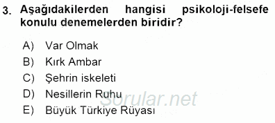 Cumhuriyet Dönemi Türk Nesri 2015 - 2016 Dönem Sonu Sınavı 3.Soru