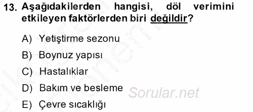 Temel Zootekni 2014 - 2015 Ara Sınavı 13.Soru