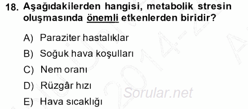Temel Zootekni 2014 - 2015 Ara Sınavı 18.Soru