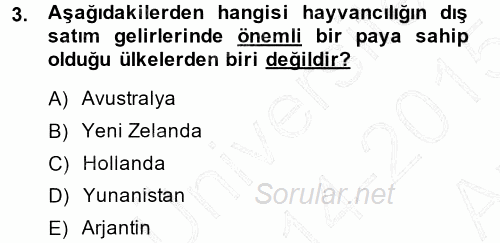 Temel Zootekni 2014 - 2015 Ara Sınavı 3.Soru