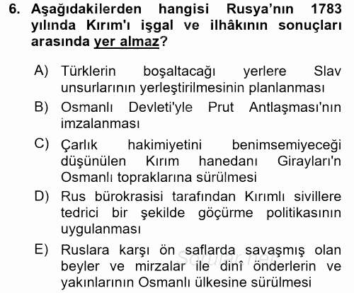 Osmanlı´da İskan ve Göç 2015 - 2016 Dönem Sonu Sınavı 6.Soru