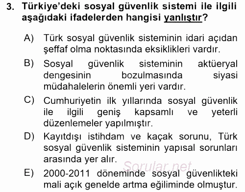 Türkiye Ekonomisi 2017 - 2018 Dönem Sonu Sınavı 3.Soru