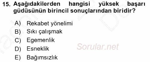 Yönetici Asistanlığı 2015 - 2016 Dönem Sonu Sınavı 15.Soru