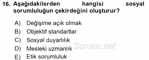 Yönetici Asistanlığı 2015 - 2016 Dönem Sonu Sınavı 16.Soru