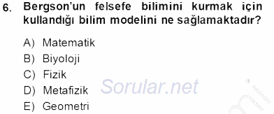 Çağdaş Felsefe 2 2014 - 2015 Ara Sınavı 6.Soru
