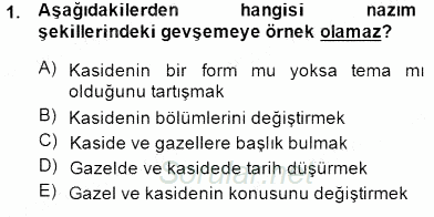 XIX. Yüzyıl Türk Edebiyatı 2014 - 2015 Ara Sınavı 1.Soru