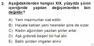 XIX. Yüzyıl Türk Edebiyatı 2014 - 2015 Ara Sınavı 2.Soru