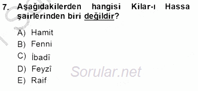 XIX. Yüzyıl Türk Edebiyatı 2014 - 2015 Ara Sınavı 7.Soru