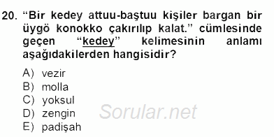 Çağdaş Türk Yazı Dilleri 2 2012 - 2013 Dönem Sonu Sınavı 20.Soru