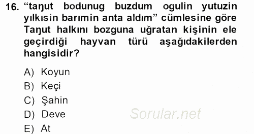Orhon Türkçesi 2014 - 2015 Dönem Sonu Sınavı 16.Soru