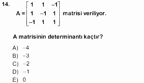 Matematik 1 2014 - 2015 Tek Ders Sınavı 14.Soru
