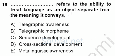 Dil Edinimi 2014 - 2015 Ara Sınavı 16.Soru
