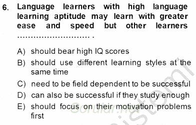 Dil Edinimi 2014 - 2015 Ara Sınavı 6.Soru