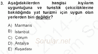 Genel Turizm Bilgisi 2014 - 2015 Dönem Sonu Sınavı 3.Soru