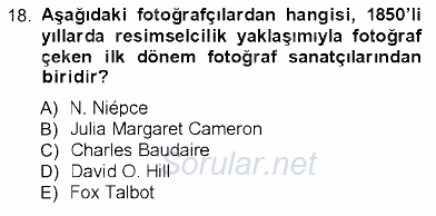 Fotoğraf Kültürü 2012 - 2013 Ara Sınavı 18.Soru
