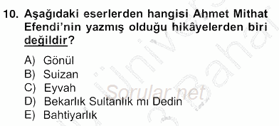 Tanzimat Dönemi Türk Edebiyatı 2 2012 - 2013 Ara Sınavı 10.Soru