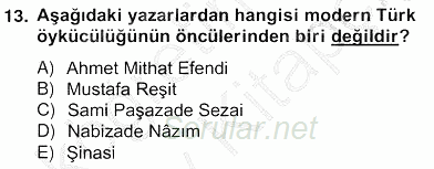 Tanzimat Dönemi Türk Edebiyatı 2 2012 - 2013 Ara Sınavı 13.Soru