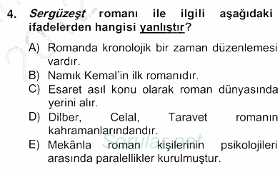 Tanzimat Dönemi Türk Edebiyatı 2 2012 - 2013 Ara Sınavı 4.Soru