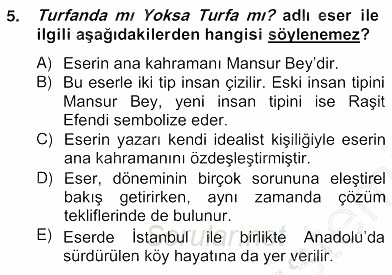 Tanzimat Dönemi Türk Edebiyatı 2 2012 - 2013 Ara Sınavı 5.Soru