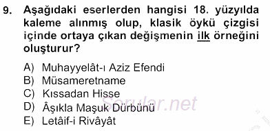 Tanzimat Dönemi Türk Edebiyatı 2 2012 - 2013 Ara Sınavı 9.Soru