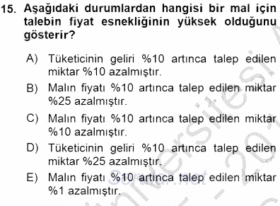 İktisada Giriş 1 2015 - 2016 Ara Sınavı 15.Soru