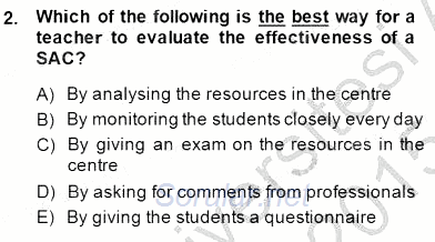 Özel Öğretim Yöntemleri 2014 - 2015 Dönem Sonu Sınavı 2.Soru