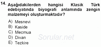 Cumhuriyet Dönemi Türk Nesri 2013 - 2014 Tek Ders Sınavı 14.Soru