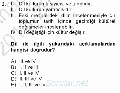Türkçe Sözlü Anlatım 2013 - 2014 Ara Sınavı 3.Soru